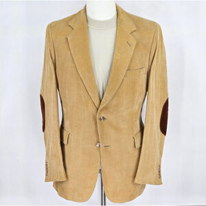 British Heritage Gentry Corduroy Blazer Men 42 Tan Elbow Patch Classic Sport